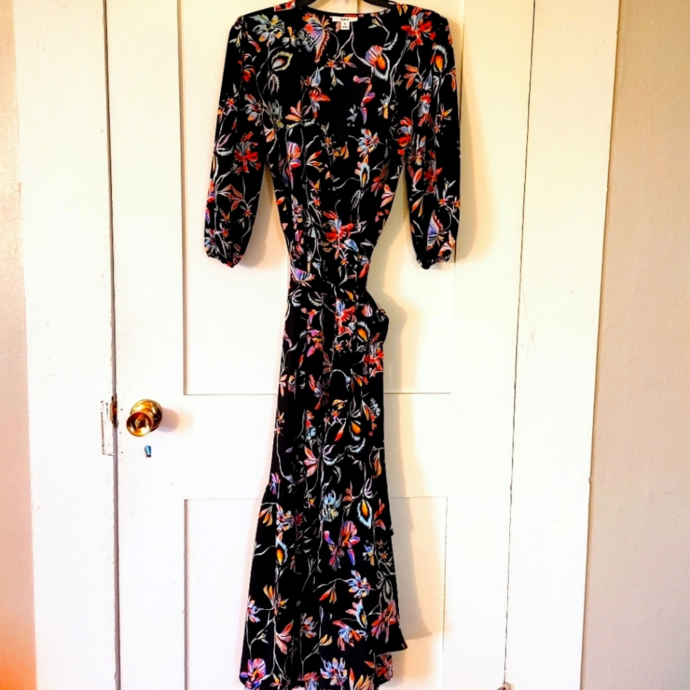 Bar III floral print wrap dress M